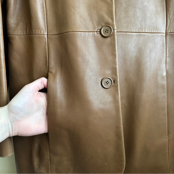 Brown Genuine Leather Coat - Picture 4 of 8